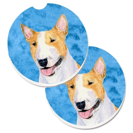 Carolines Treasures Blue Bull Terrier Set of 2 Cup Holder Car Coaster SS4772-BUCARC